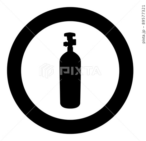 Gas cylinder balloon icon in circle round black color vector illustration image solid outline style 89577321