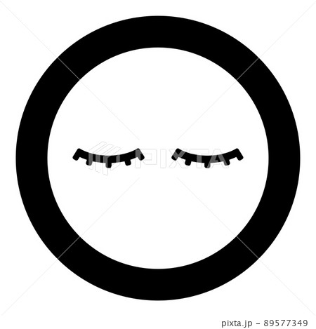 Lashs mascara make up concept silhouette icon in circle round black color vector illustration image solid outline style Lashs mascara make up concept silhouette icon in circle round black color vector illustration image solid outline style 89577349