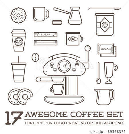 Set of Vector Coffee Elements and Coffee Accessories Illustration can be used as Logo or Icon in premium quality 89578375