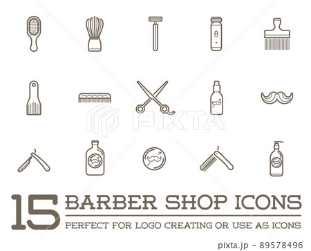 Set of Vector Barber Shop Elements and Shave Shop Icons Illustration can be used as Logo or Icon in premium quality. Set of Vector Barber Shop Elements and Shave Shop Icons Illustration can be used as Logo or Icon in premium quality. 89578496