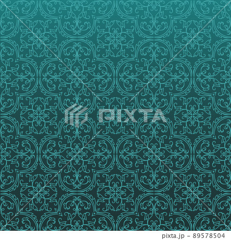 Seamless Damask Background Pattern Design and Wallpaper Made of Turkish Texture Ceramic Tiles in Vector. 89578504