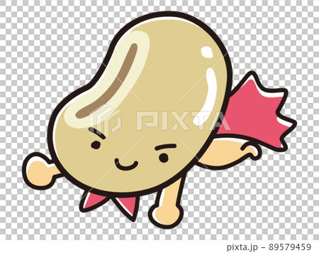 大豆のヒーローキャラクターのイラストのイラスト素材