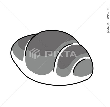 パン イラスト 白黒 モノクロ ロールパンのイラスト素材 5796