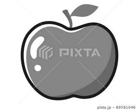 りんごのイラスト 白黒 のイラスト素材