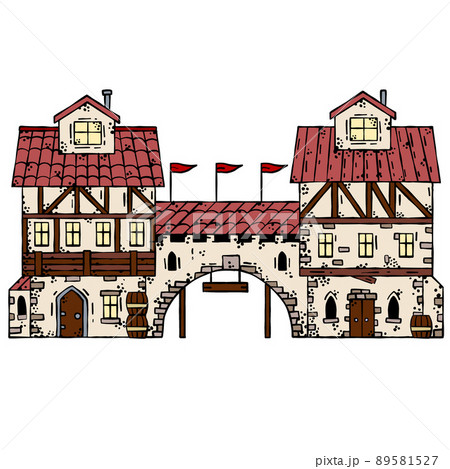 cartoon medieval village