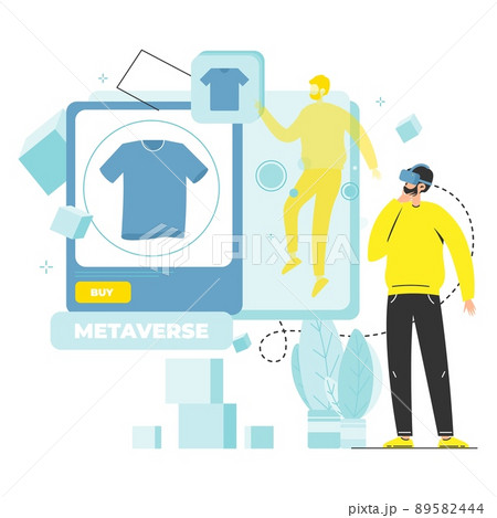 Metaverse vector man buy assets for character Metaverse vector man buy assets for character 89582444