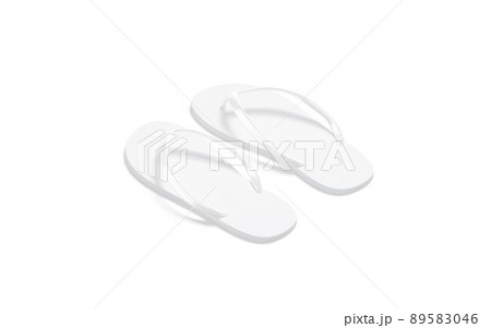 Blank white beach slippers mockup, side view Blank white beach slippers mockup, side view 89583046