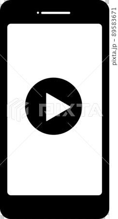 Smartphone-Video playback app Black and white silhouette icon Smartphone-Video playback app Black and white silhouette icon 89583671