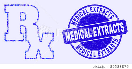 Blue Grunge Medical Extracts Seal and Rx Symbol Mosaic 89583876