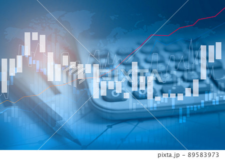 Stock market investment trading financial, coin and graph chart or Forex for analyze profit finance business trend data background. 89583973