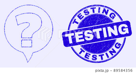 Blue Grunge Testing Stamp Seal and Question Banner Mosaic 89584356