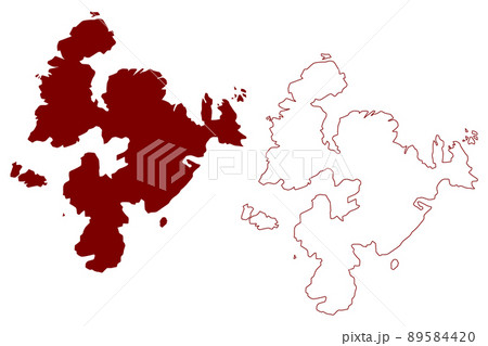 Vementry island (United Kingdom of Great Britain and Northern Ireland, Scotland, Shetland islands) map vector illustration, scribble sketch Isle of Vementry map 89584420