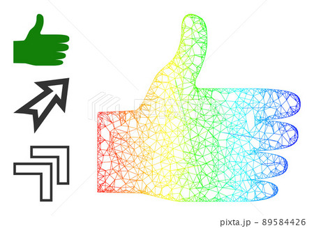 Spectral Gradient Network Mesh Thumb Up Icon Spectral Gradient Network Mesh Thumb Up Icon 89584426