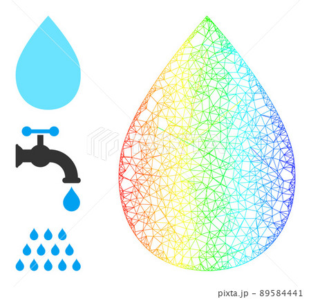 Spectral Gradient Linear Mesh Water Drop Icon 89584441