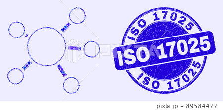Blue Distress ISO 17025 Stamp Seal and Node Links Mosaic 89584477