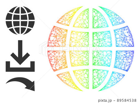 Rainbow Gradient Linear Mesh Globe Icon Rainbow Gradient Linear Mesh Globe Icon 89584538