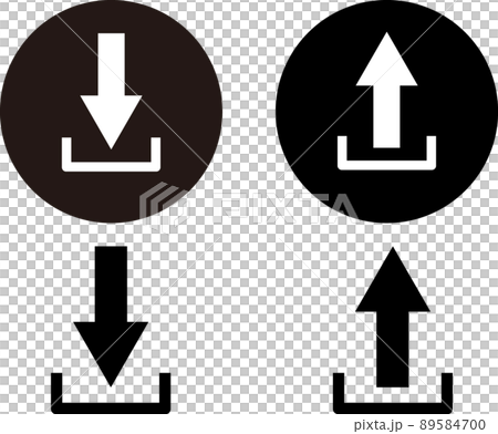 Circled arrow upload download transfer icon set black Circled arrow upload download transfer icon set black 89584700