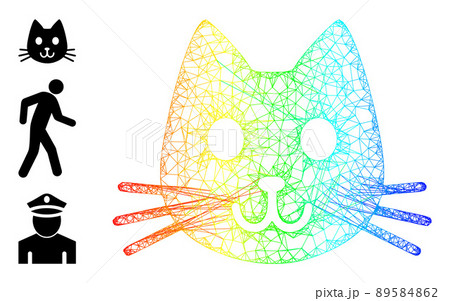 Spectral Gradient Hatched Mesh Kitty Had Icon 89584862