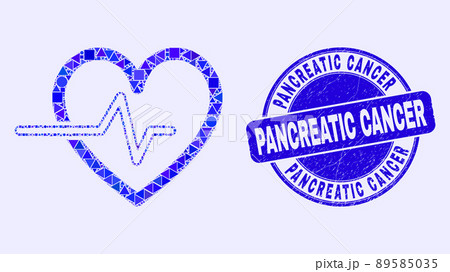 Blue Distress Pancreatic Cancer Stamp Seal and Heart Pulse Mosaic 89585035