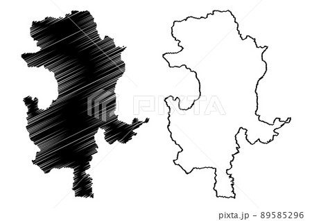 Guna district (Madhya Pradesh State, Gwalior division, Republic of India) map vector illustration, scribble sketch Guna map 89585296