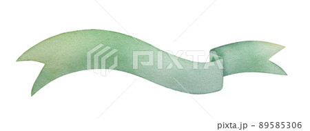 Green Watercolor ribbon banner with copy space. Cutout element for St. Patricks day design or invitations for your holiday Green Watercolor ribbon banner with copy space. Cutout element for St. Patricks day design or invitations for your holiday 89585306
