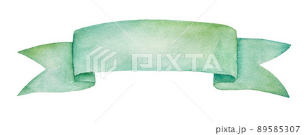 Green Watercolor ribbon banner with copy space. Cutout element for St. Patricks day design Green Watercolor ribbon banner with copy space. Cutout element for St. Patricks day design 89585307