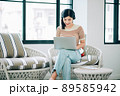 Beautiful Asian People Working on Laptop Computer and Wearing Stereo Headset to Listening Music While Working from Home at Living Room , Remote Work, Live Streaming , Relaxing Concept Beautiful Asian People Working on Laptop Computer and Wearing Stereo Headset to Listening Music While Working from Home at Living Room , Remote Work, Live Streaming , Relaxing Concept 89585942