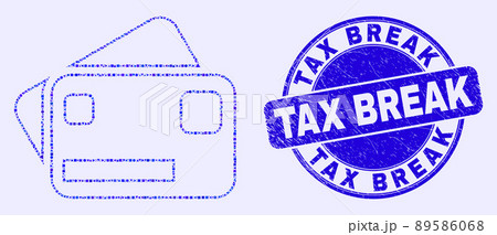 Blue Scratched Tax Break Seal and Bank Cards Mosaic Blue Scratched Tax Break Seal and Bank Cards Mosaic 89586068