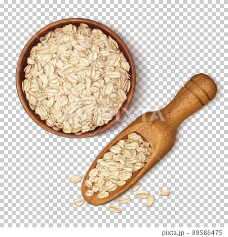 オートミール オーツ麦 イラスト リアル セット オートミール オーツ麦 イラスト リアル セット 89586475