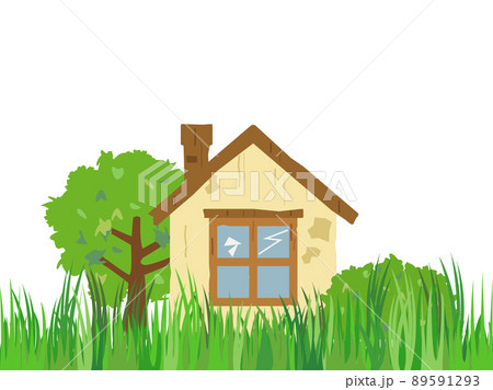 空き家や廃墟をイメージしたイラストのイラスト素材