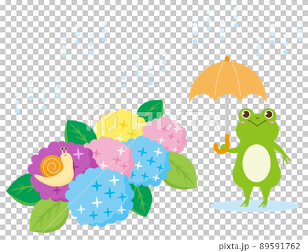 かわいいカエルとカタツムリ 紫陽花 かわいいカエルとカタツムリ 紫陽花 89591762