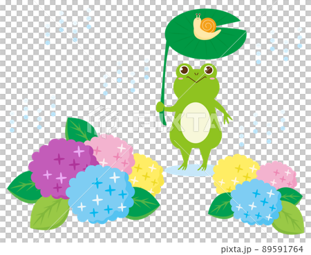 かわいいカエルとカタツムリ 紫陽花 かわいいカエルとカタツムリ 紫陽花 89591764