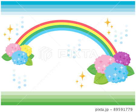 かわいいカエル 紫陽花 虹 かわいいカエル 紫陽花 虹 89591779