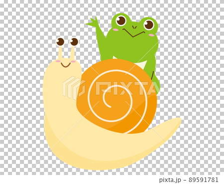 かわいいカエルとカタツムリ かわいいカエルとカタツムリ 89591781