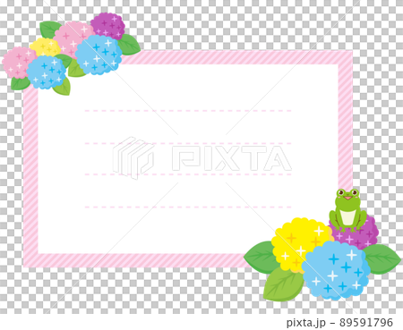 かわいいカエル　紫陽花　メッセージカード 89591796