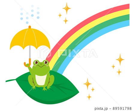 かわいいカエル 虹 傘 かわいいカエル 虹 傘 89591798