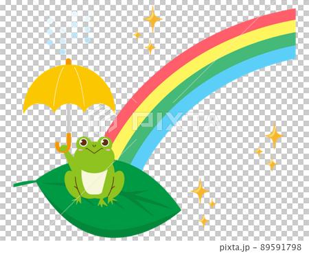 かわいいカエル 虹 傘 かわいいカエル 虹 傘 89591798