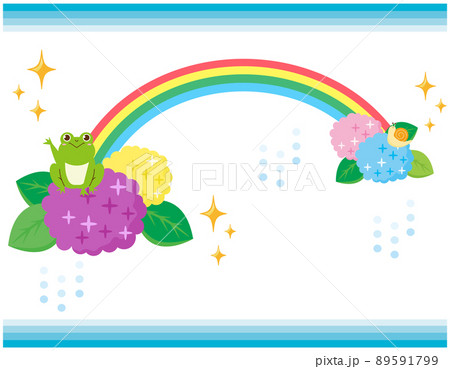 かわいいカエルとカタツムリ 紫陽花 かわいいカエルとカタツムリ 紫陽花 89591799