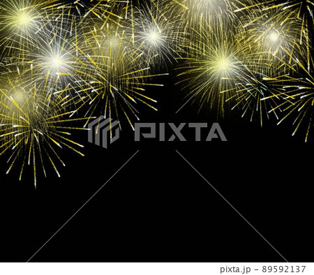 夏の美しいゴールド花火のイラストベクター背景素材 89592137