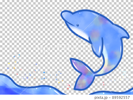 水彩風のジャンプするイルカのイラスト 89592557