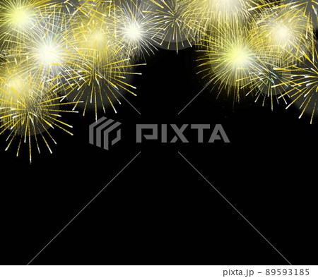 夏の美しいゴールド花火のイラストベクター背景素材 夏の美しいゴールド花火のイラストベクター背景素材 89593185