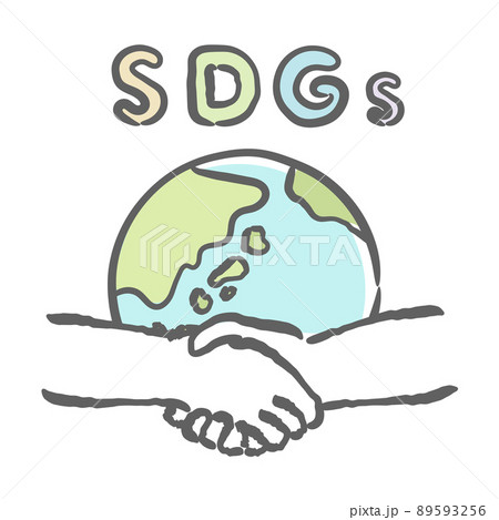 Sdgs 地球と握手をするイラストのイラスト素材