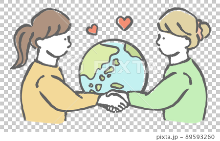 一個女人與地球握手的插圖 #1 一個女人與地球握手的插圖 #1 89593260