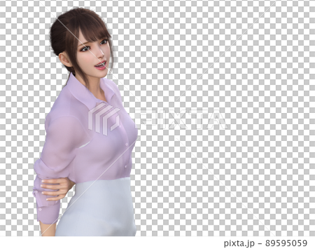 Japanese office lady chatting (upper body) 89595059