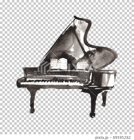 用水彩畫的鋼琴的插圖 89595282