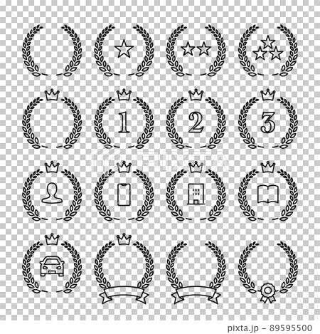 Laurel leaf ornament frame with crown / ribbon and ranking set Laurel leaf ornament frame with crown / ribbon and ranking set 89595500