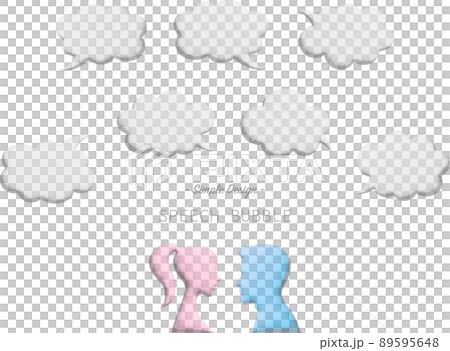 簡約3D語音泡泡框男女對話套裝 89595648