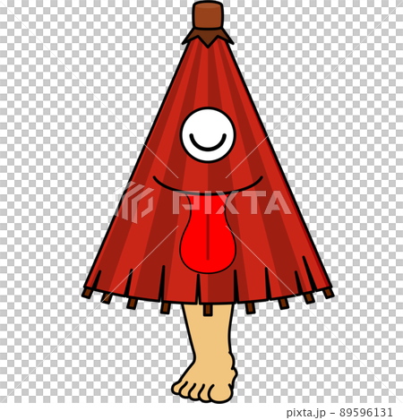 目を閉じる唐傘お化けのイラスト 89596131