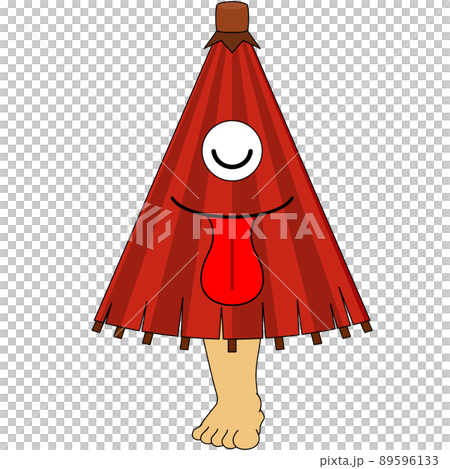 Illustration of a ghost with a Kara umbrella that closes his eyes Illustration of a ghost with a Kara umbrella that closes his eyes 89596133