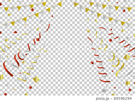 Gorgeous Christmas campaign material / Kusudama wind / Vector / From above / Ribbon / Confetti / Red gold and silver 89596294
